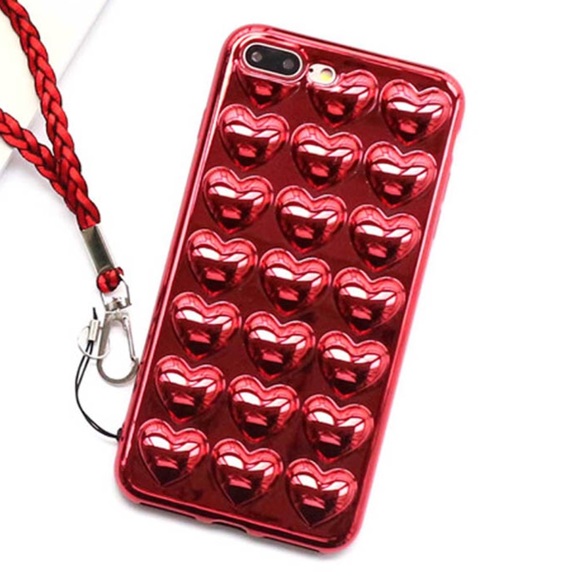 Accessories - NEW iPhone 7/8 Electroplate 3D Heart Case